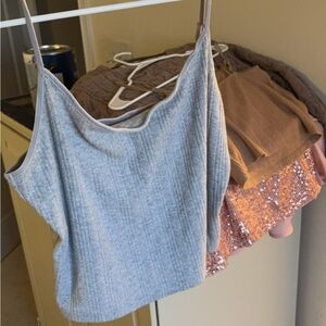 Gray Ribbed Tank Top